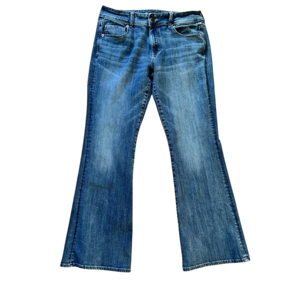 AE American Eagle Super Stretch 360 Kick Boot Denim Jean Sz 12X29 Short Med Wash - Picture 1 of 6